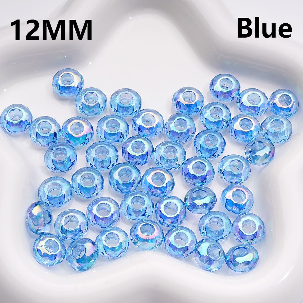 UV Coated Wheel Shape with Large Hole Translucent Multi-Color Acrylic Beads 12MM