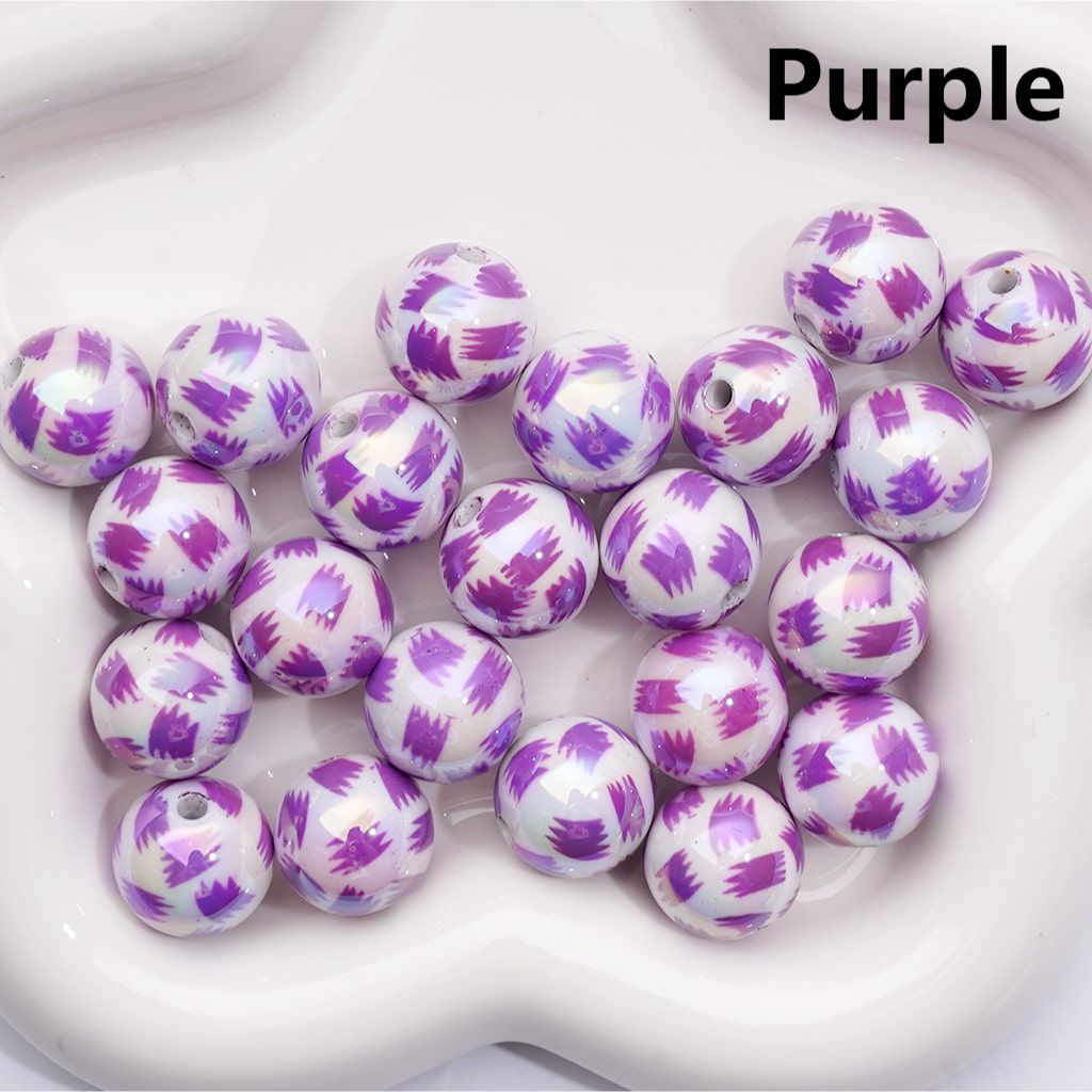 UV Coated Abstract Pen Brush Print Multi-Color Round Acrylic Beads 16mm (Single Color is available for 200pcs(Whole Bag))