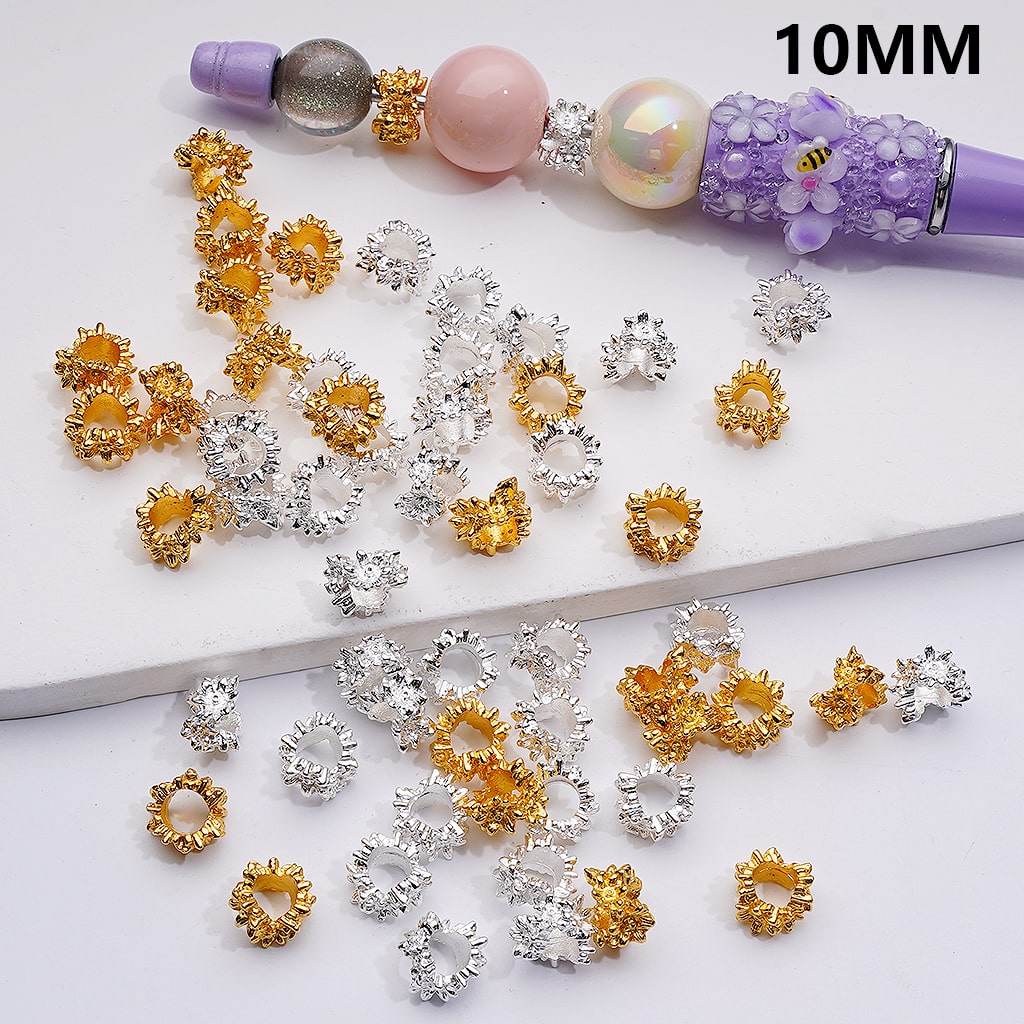 Irregular Shape Flowers Spacer Beads Gold Silver Alloy, 10MM