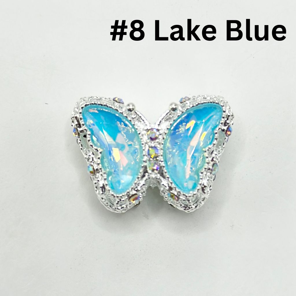 Fancy Alloy Metal Beads with Hollow Sparkling Rhinestone Butterfly, 20mm by 28mm