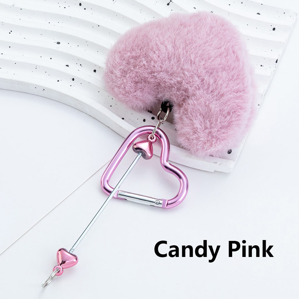 Beadable Metal Heart Shape Frame DIY Pom-Pom Heart Keychain 160MM