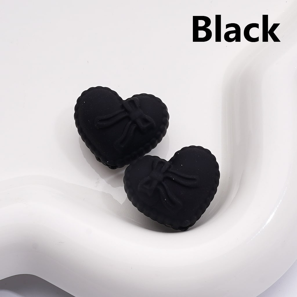 Rubber Coated Acrylic Beads Heart Shape with Bowknots Multi-Color 18*20MM (Single Color is av available for 200pcs(Whole Bag))
