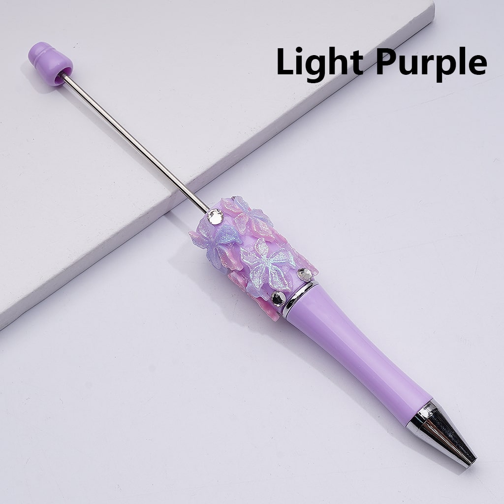 Glitter Shiny Flowers with Clear Rhinestones Double Color Beadable Pens