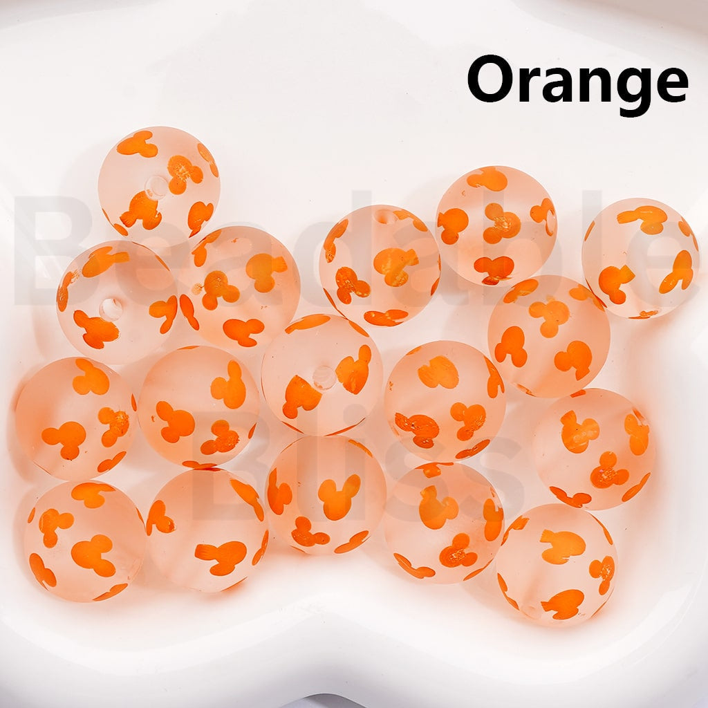 Micke Mous Head Frosted Round Design Multicolor Print Acrylic Beads 16MM (Single Color is available for 200pcs(Whole Bag))