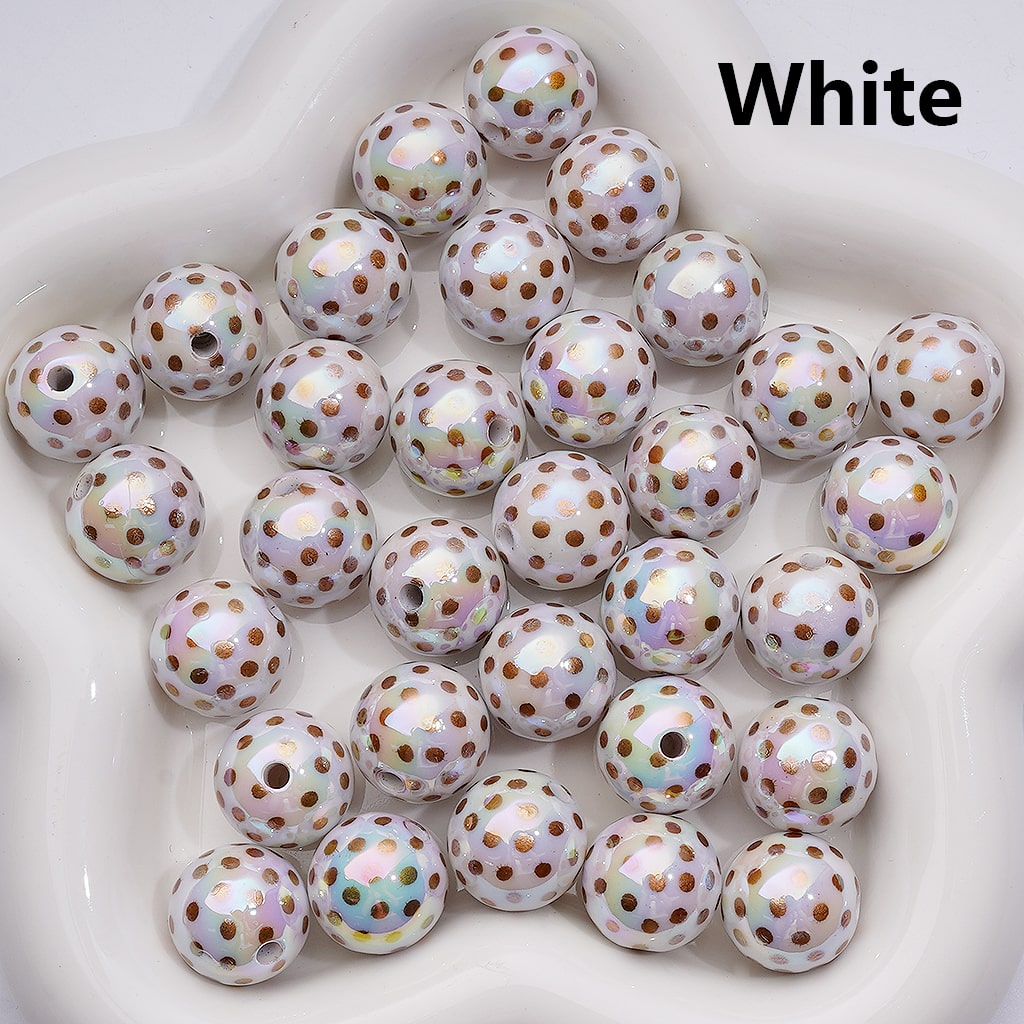 UV Coating Spots Round Brown Round Acrylic Beads 16MM
