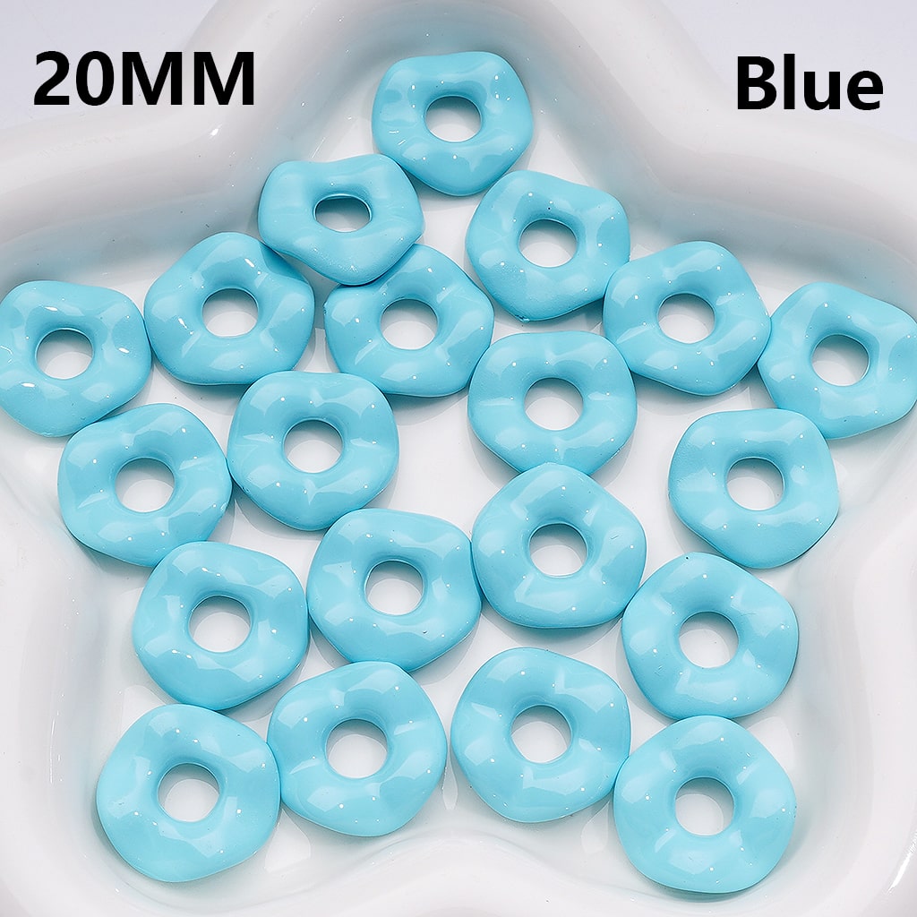 Wave Shape Spacer Acrylic Beads Large Hole Multicolor or Single Shade 20MM