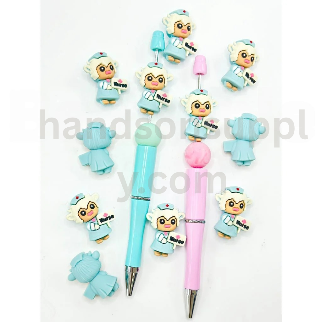 Cute Nurse Sheep Hospital 3D Little Silicone Focal Beads