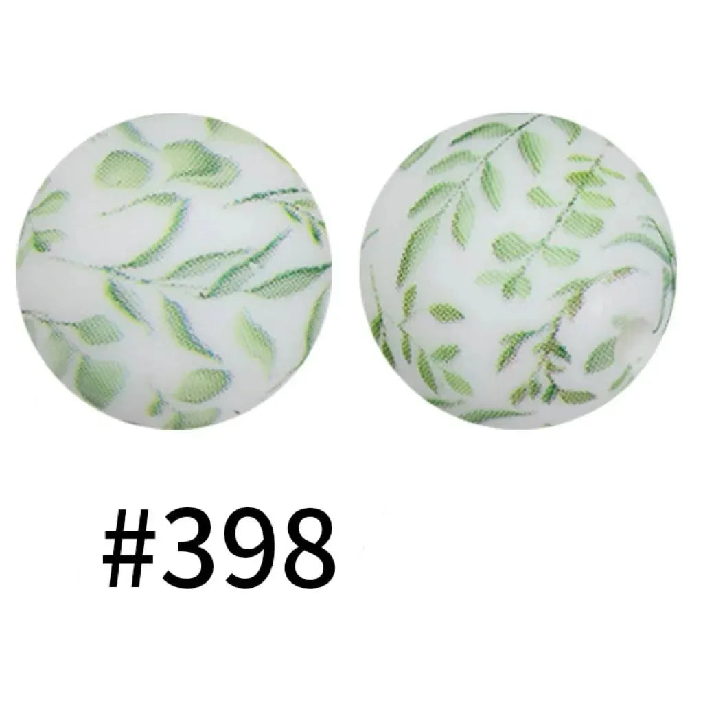 Round Printed Silicone Beads 15 mm
