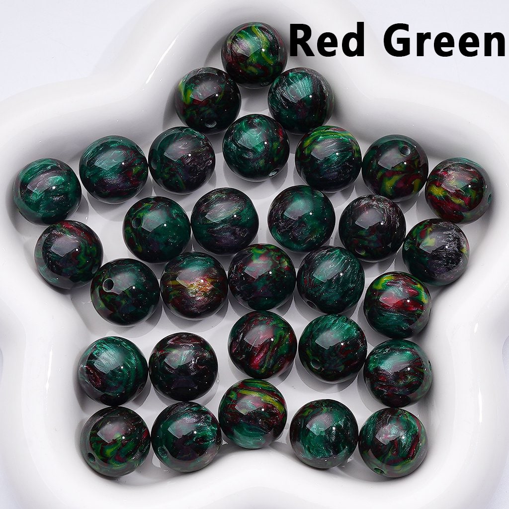 Abstract Art Stripes Prints Glitter Galaxy Style Round Acrylic Beads 16MM