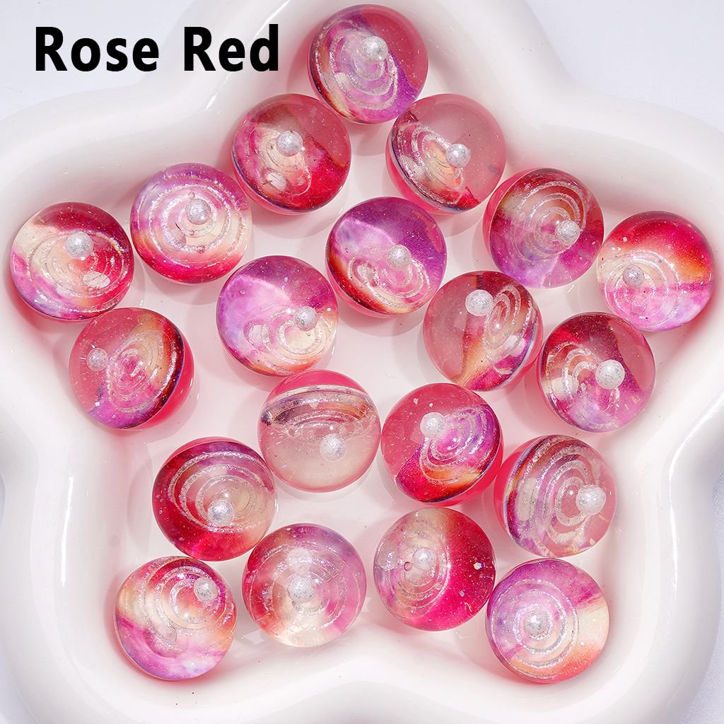 Stunning Clear Acrylic Beads with Glitter & a Luminous Galaxy Planet Design, 20MM