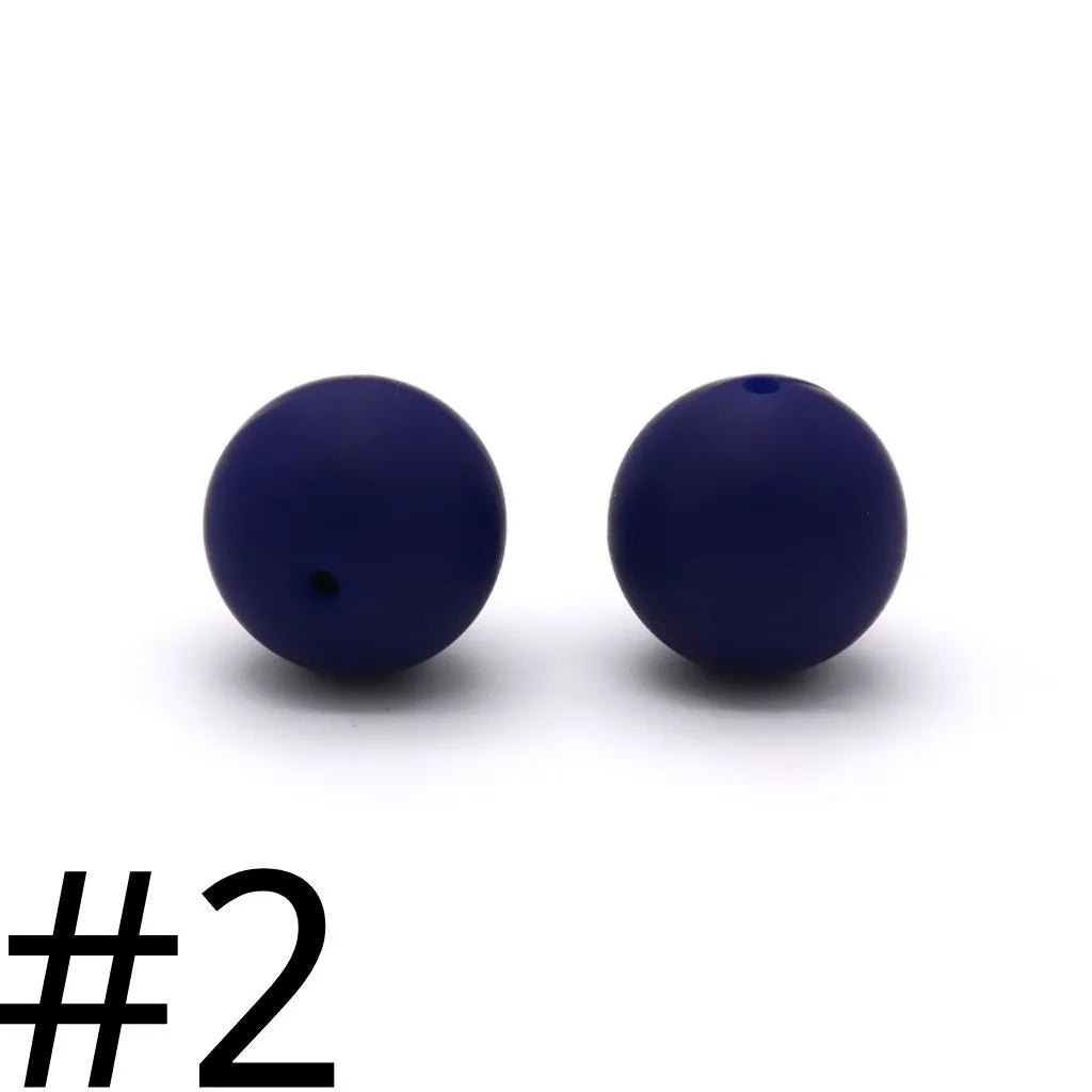 Solid Colored Silicone Beads 15 mm