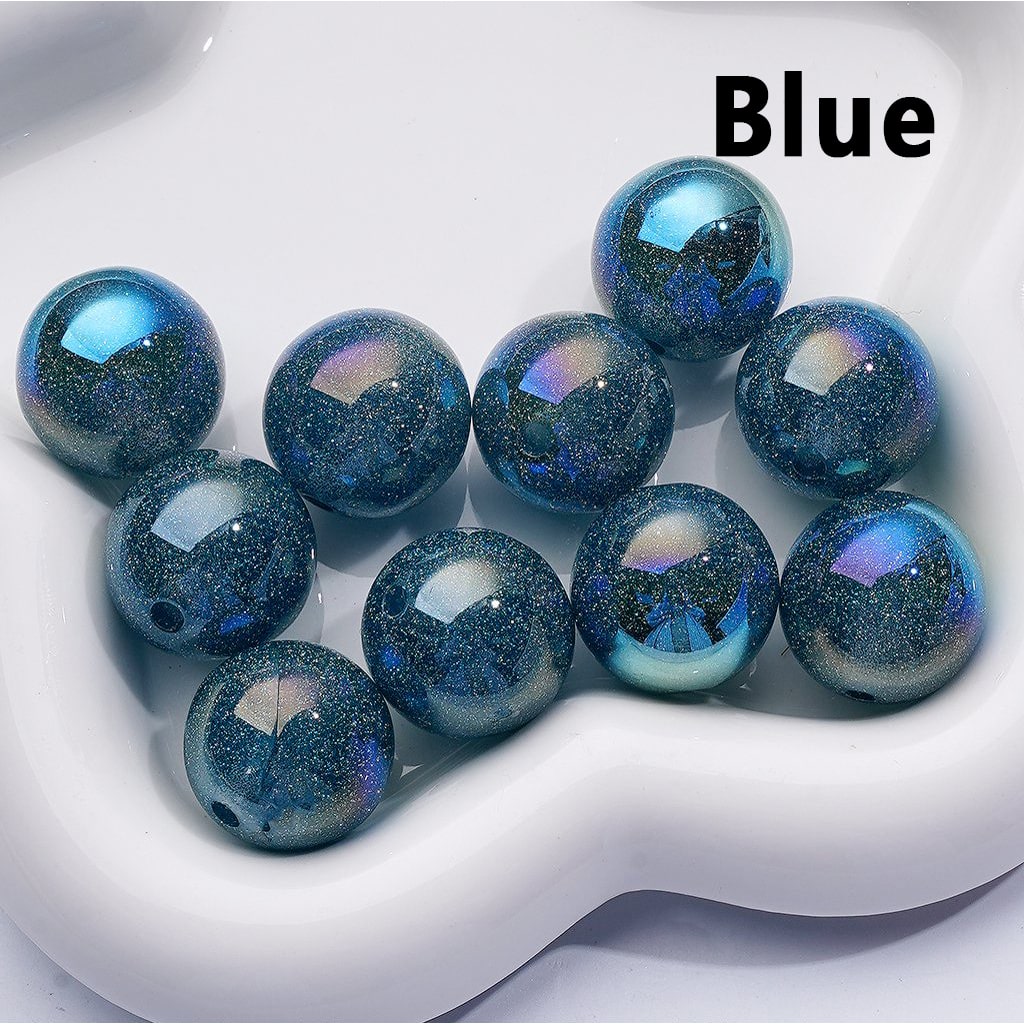 UV Coating Multi-Color Glitter Shiny Round Acrylic Beads 20MM