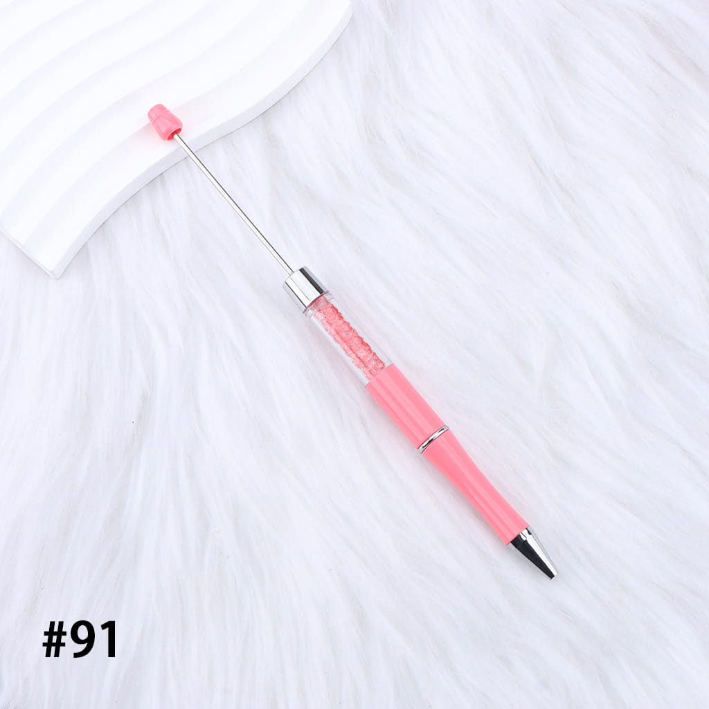 DIY Plastic Beadable Pens - Transparent Tube with Shimmer Crystal Beaded Pens, Length 186MM, Multi-Color
