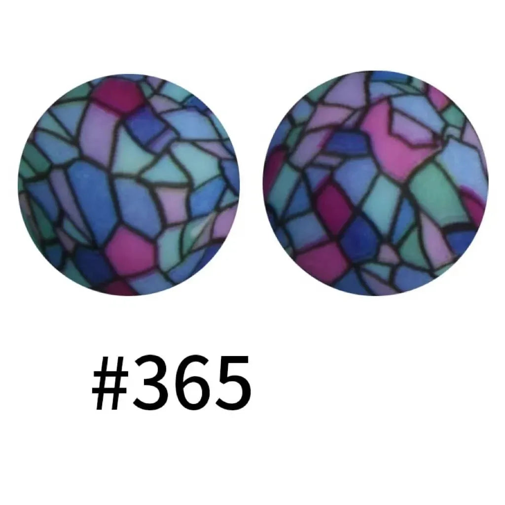 Round Printed Silicone Beads 15 mm