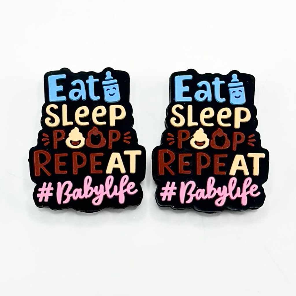 Repeat Babylife Eat Sleep Poop Silicone Focal Beads
