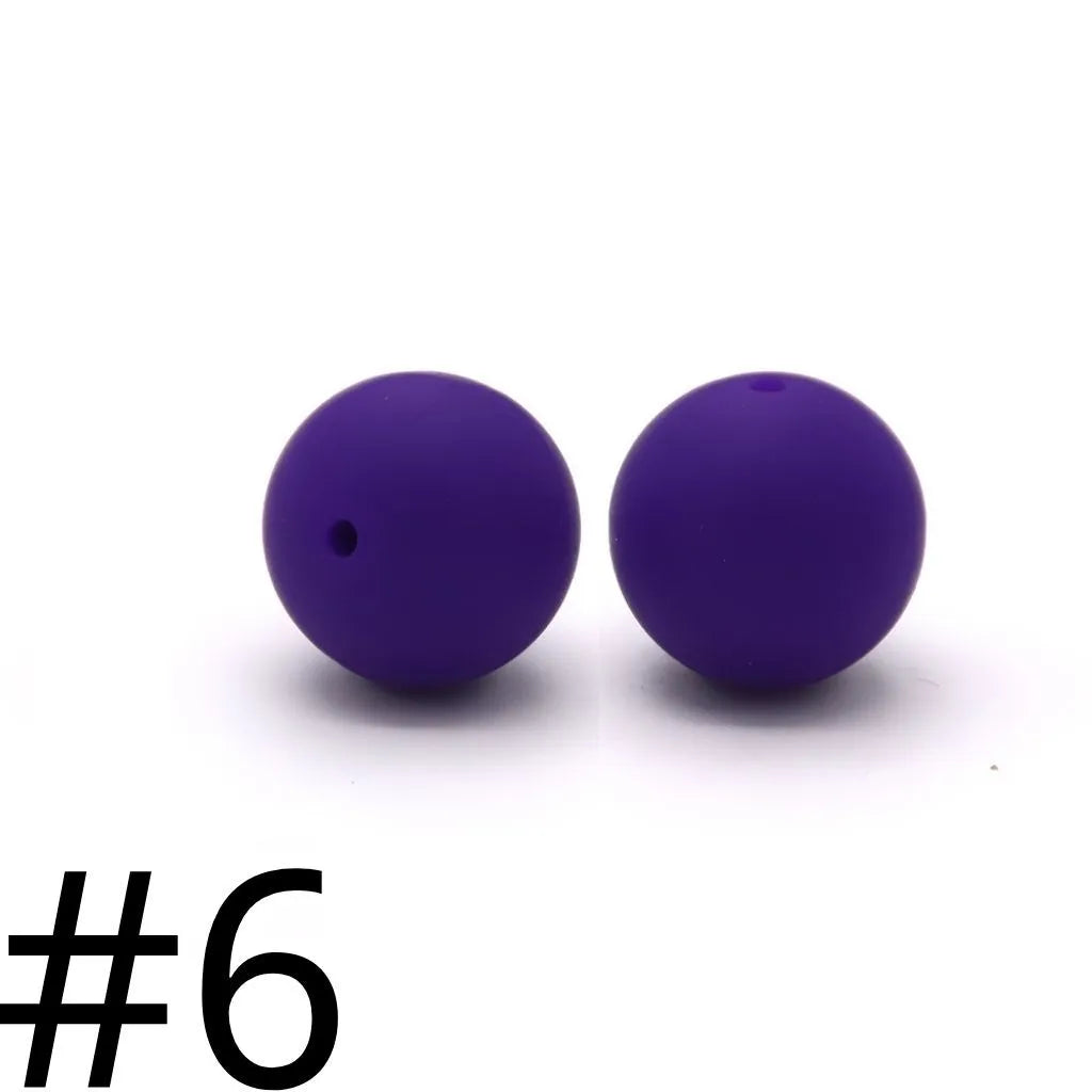 Silicone Beads, Solid Colors, 15 mm