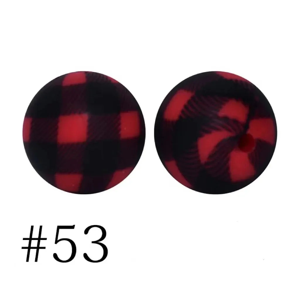 Round Printed Silicone Beads 15 mm