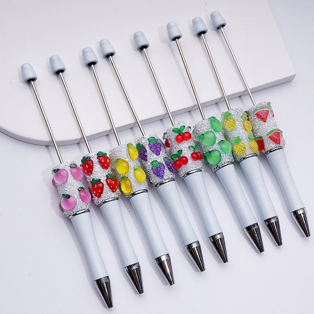 Vibrant Fruit-Themed Beadable Pens – Clear Sugar White Design for a Fresh Look