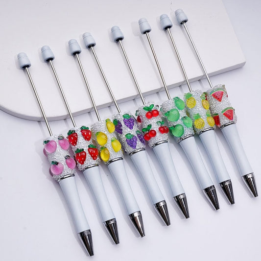 Vibrant Fruit-Themed Beadable Pens – Clear Sugar White Design for a Fresh Look