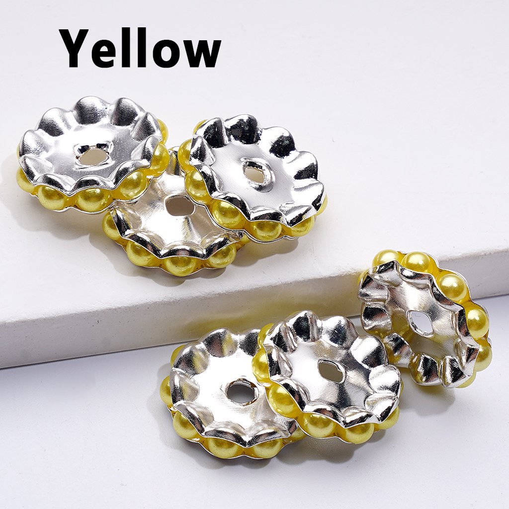 Wavy Silver Metal Spacer – Vibrant Multi-Color Pearls, 15MM