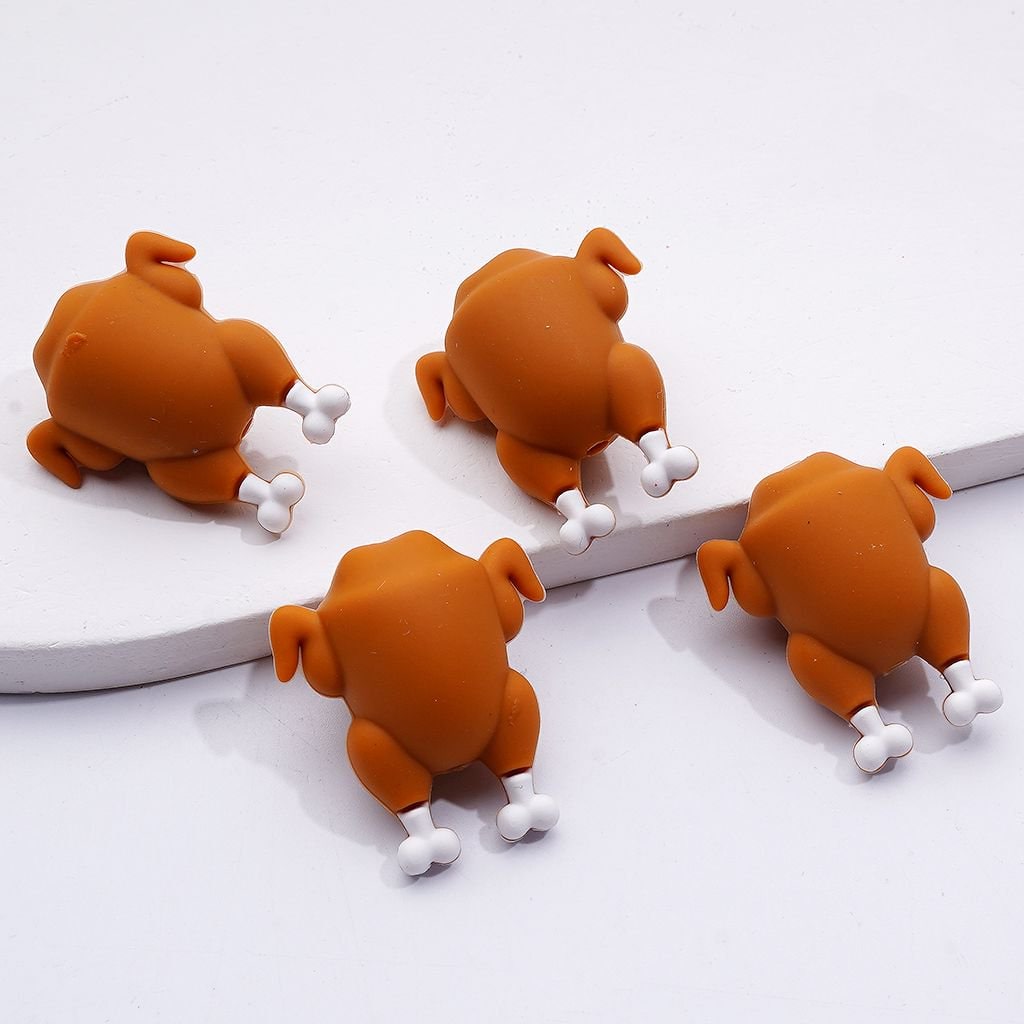Autumn Harvest Silicone Beads 3D Turkey Gnome & Pumpkin Designs in Random Mix