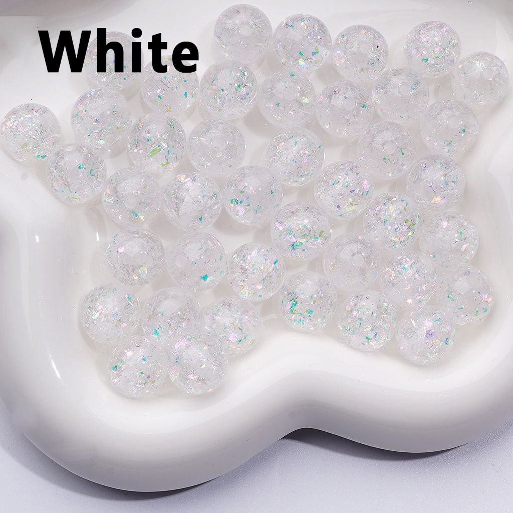Glittering Multi-Color Acrylic Beads with Mini Flakes & Crystal Shine, 12MM