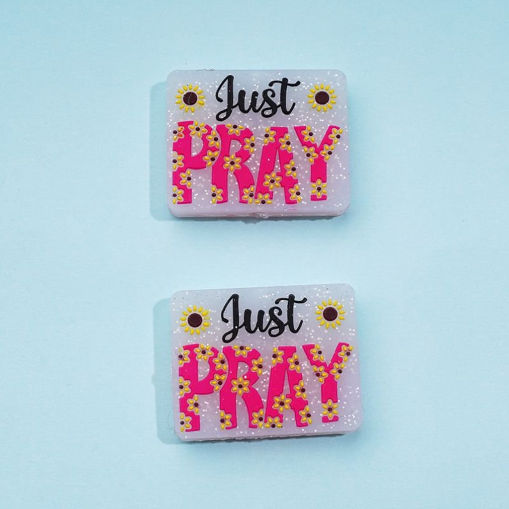 Sunflowers Glitter Religion Jesus Juts Pray Silicone Focal Beads