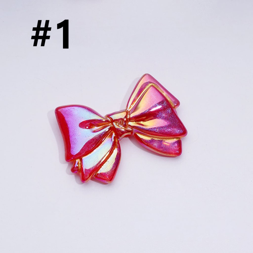 Dazzling Colorful Bowknot Acrylic Beads with UV Coating, Around 43*40*7MM