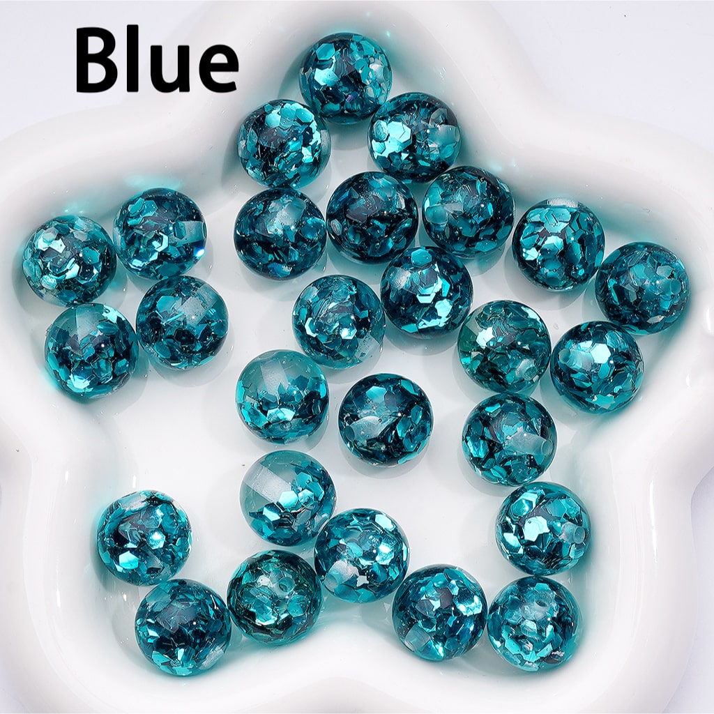 Translucent Acrylic Beads with Iridescent Hexagon Flakes Multi-Color Round Mix, 16MM
