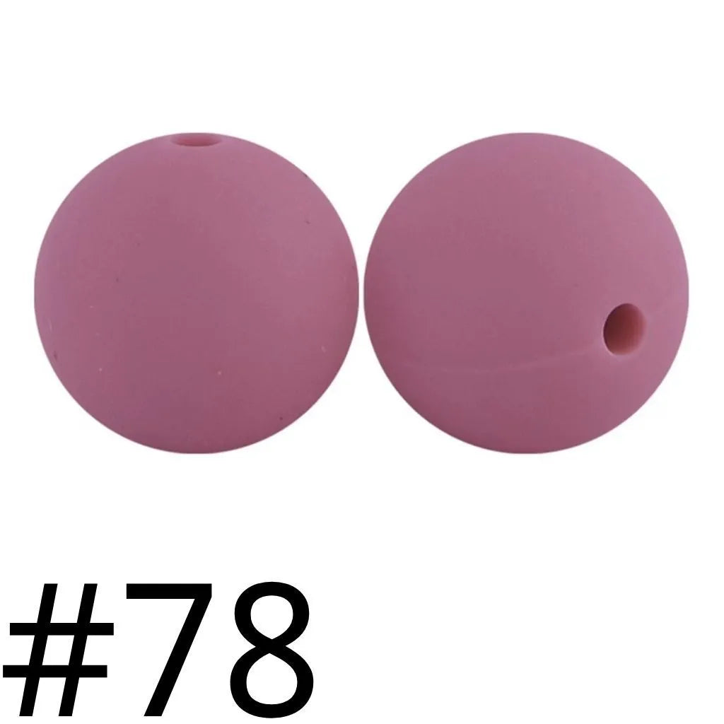 Silicone Beads, Solid Colors, 15 mm