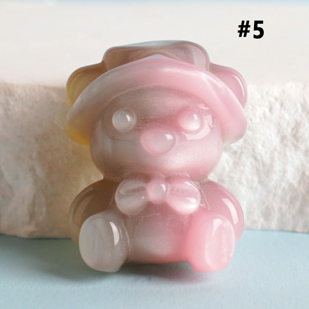 Adorable Ombre Color Cute Bear Glossy Gradient with Cap Hat Bow Acrylic Beads, Around 30*24MM