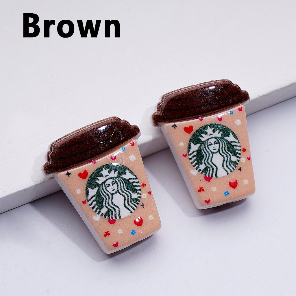 Coffee-Inspired Coffee Cup Design 30*26MM Colorful Acrylic Beads