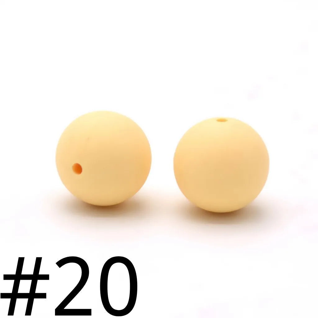 Solid Colored Silicone Beads 15 mm