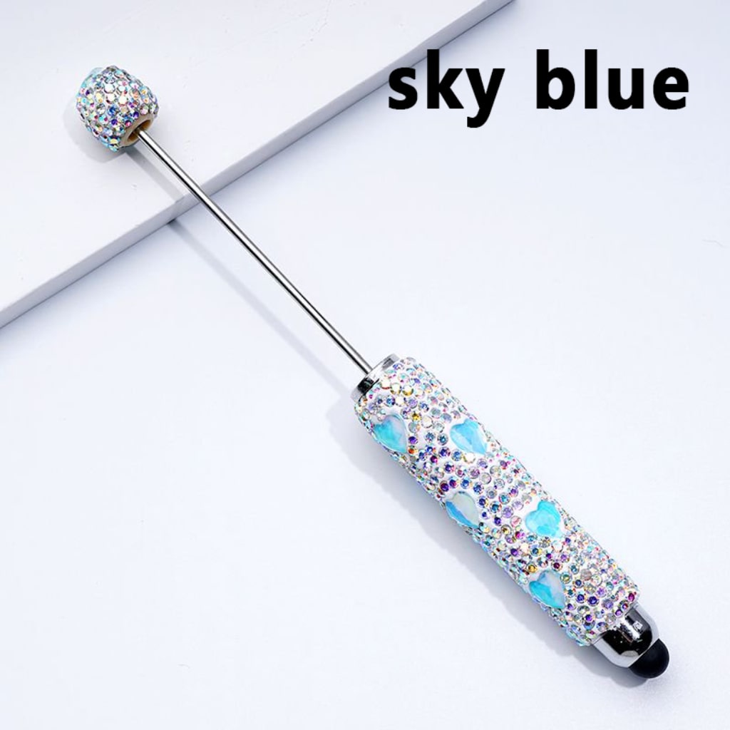 Colorful Heart Rhinestones Mini AB Rhinestones with Beadable Clay Stylus Pens Covered the Entire Pen