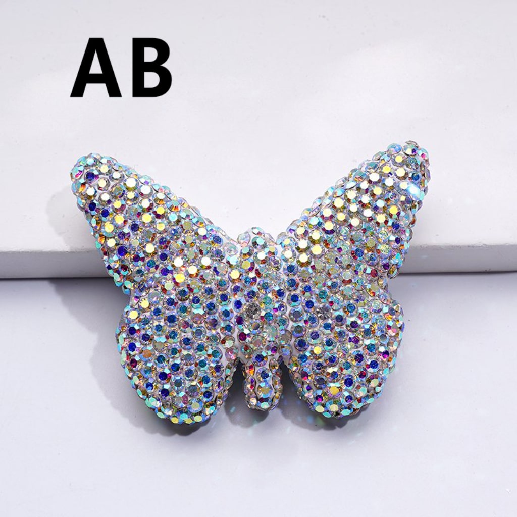 Elegant Multi-Color Butterfly Clay Beads Adorned with Sparkling Rhinestones Approx. 54x41MM