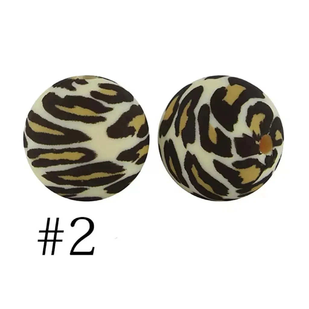Round Printed Silicone Beads 15 mm
