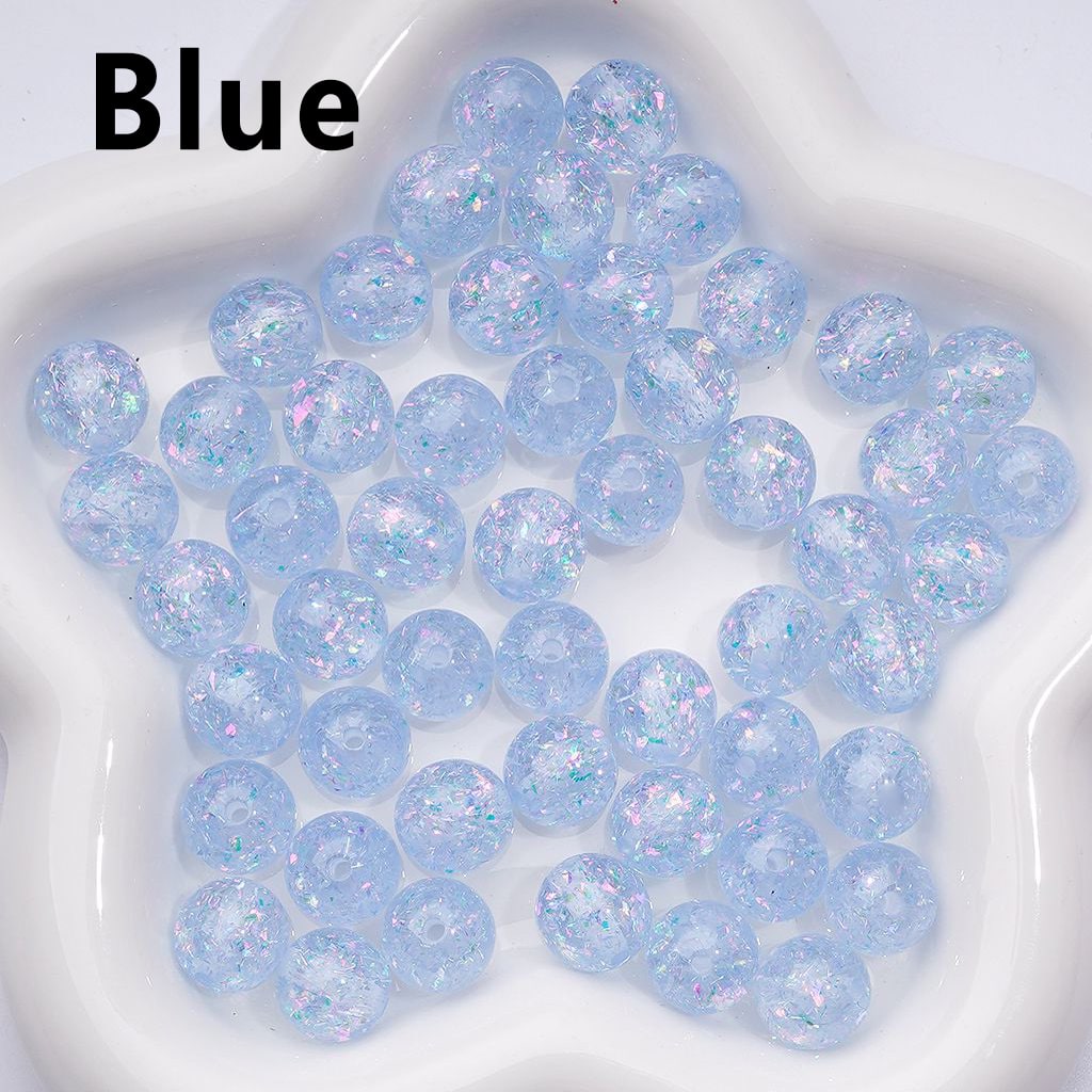 Glittering Multi-Color Acrylic Beads with Mini Flakes & Crystal Shine, 12MM