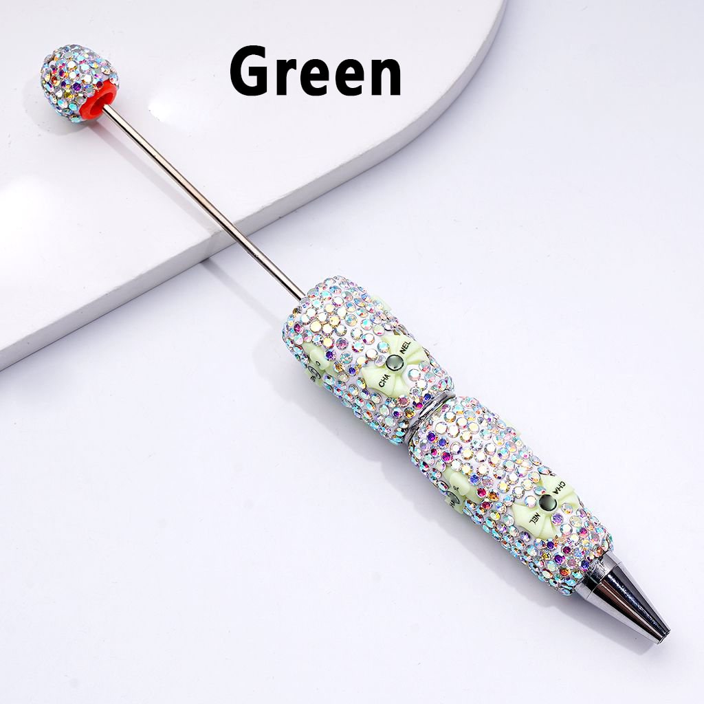 Beadable Clay Pens with Mini AB Rhinestone Bowknots – Fully Covered Sparkle Design