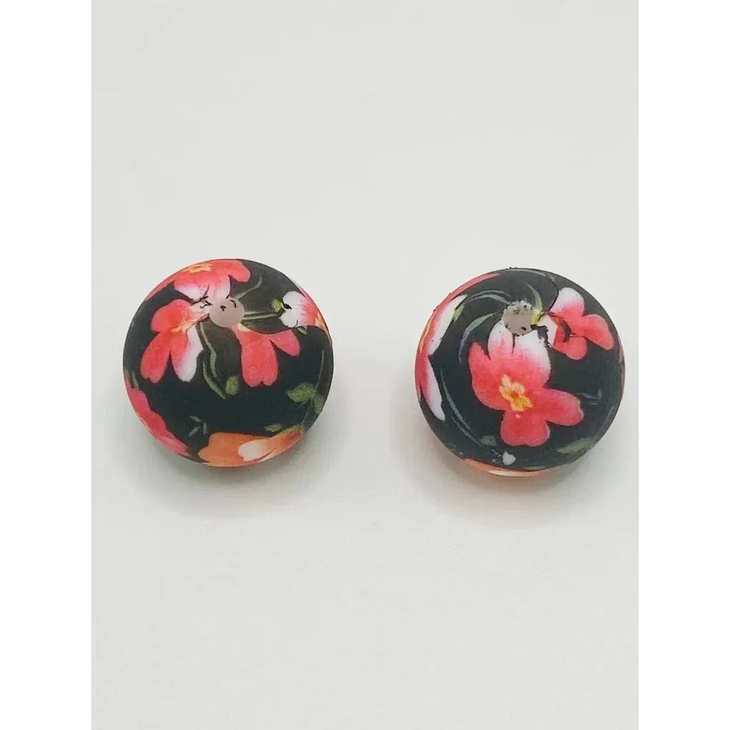 Round Printed Silicone Beads 15 mm