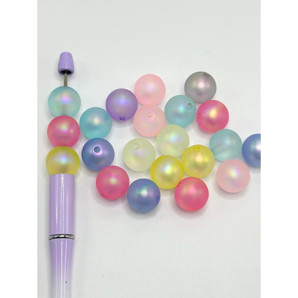 UV Rubber Coating Frosted Jelly Color Acrylic Beads, 16mm