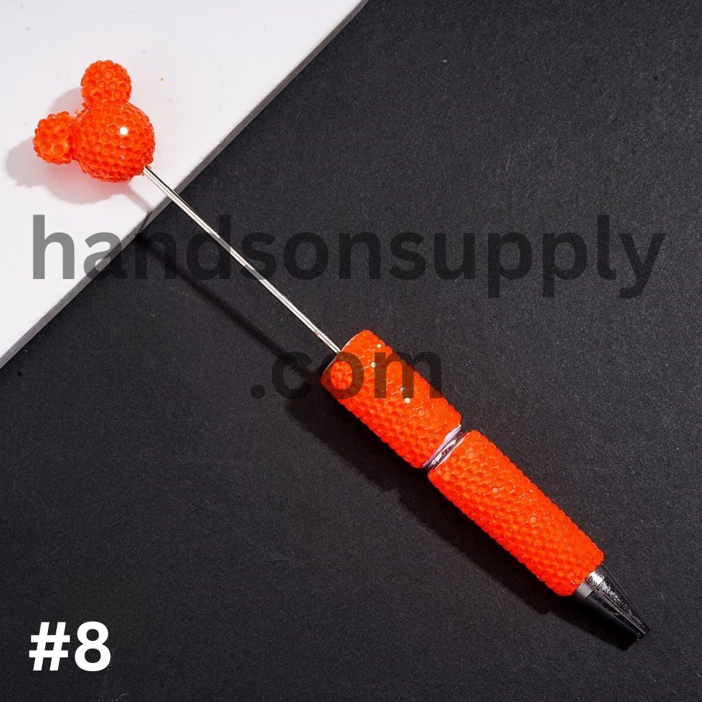 Vibrant Color Mouse Head Pen Topper with Sparkly Rhinestone Fluorescent Beadable Clay Pen (Please Read Description)