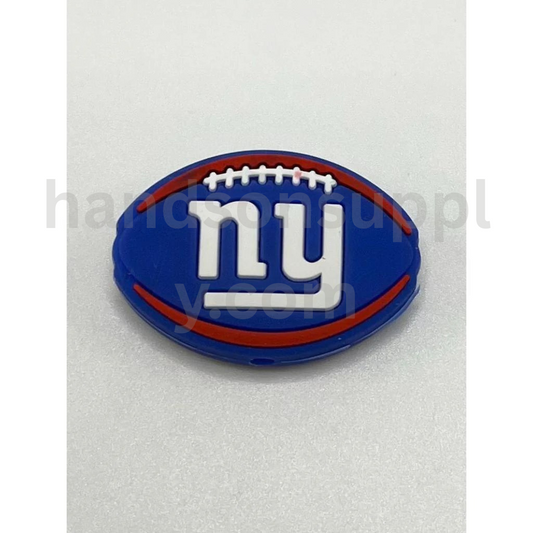 NY Team Inspired Blue and White Football Theme Silicone Focal Beads