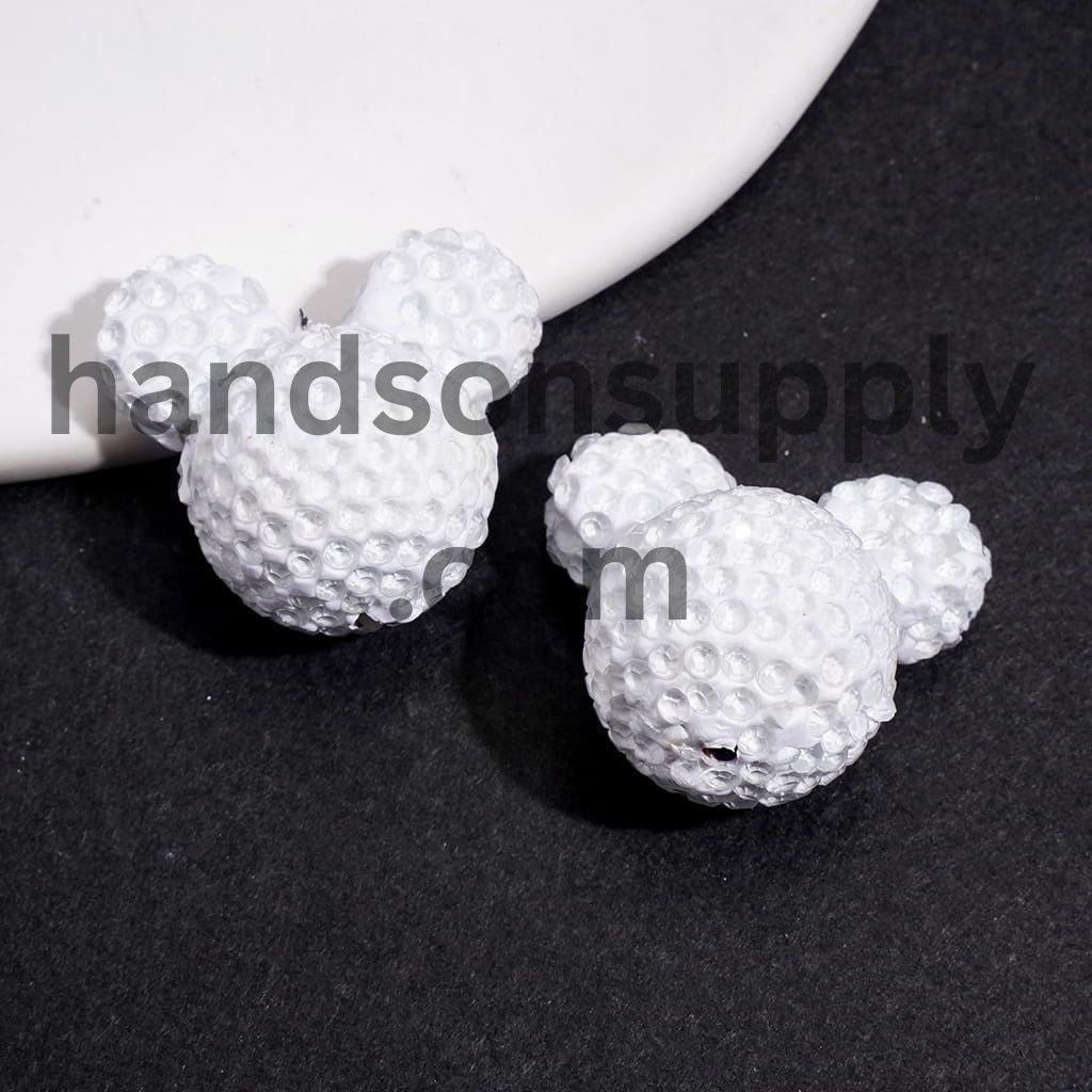 Vibrant Neon Colorful Mouse Head Shape with Sparkling Rhinestone Clay Beads 22*23MM, Multi-Color (Please Read Description)