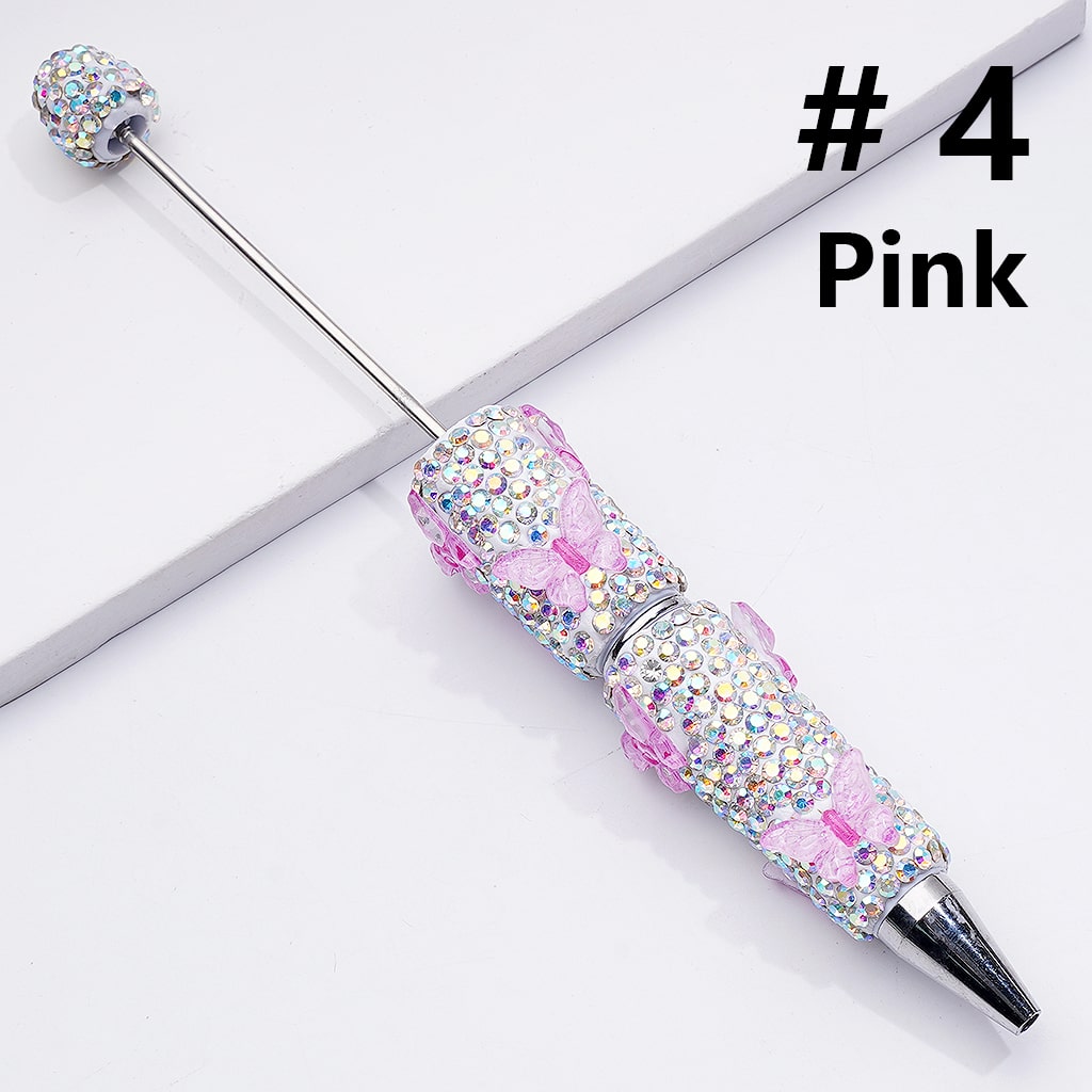 Black Rhinestones Double Color Butterfly Beadable Clay Pens