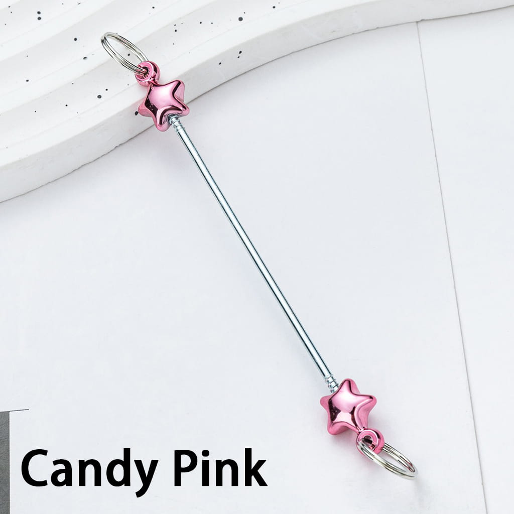 DIY Plastic Metallic Color Beadable Star Keychain Bars 10CM