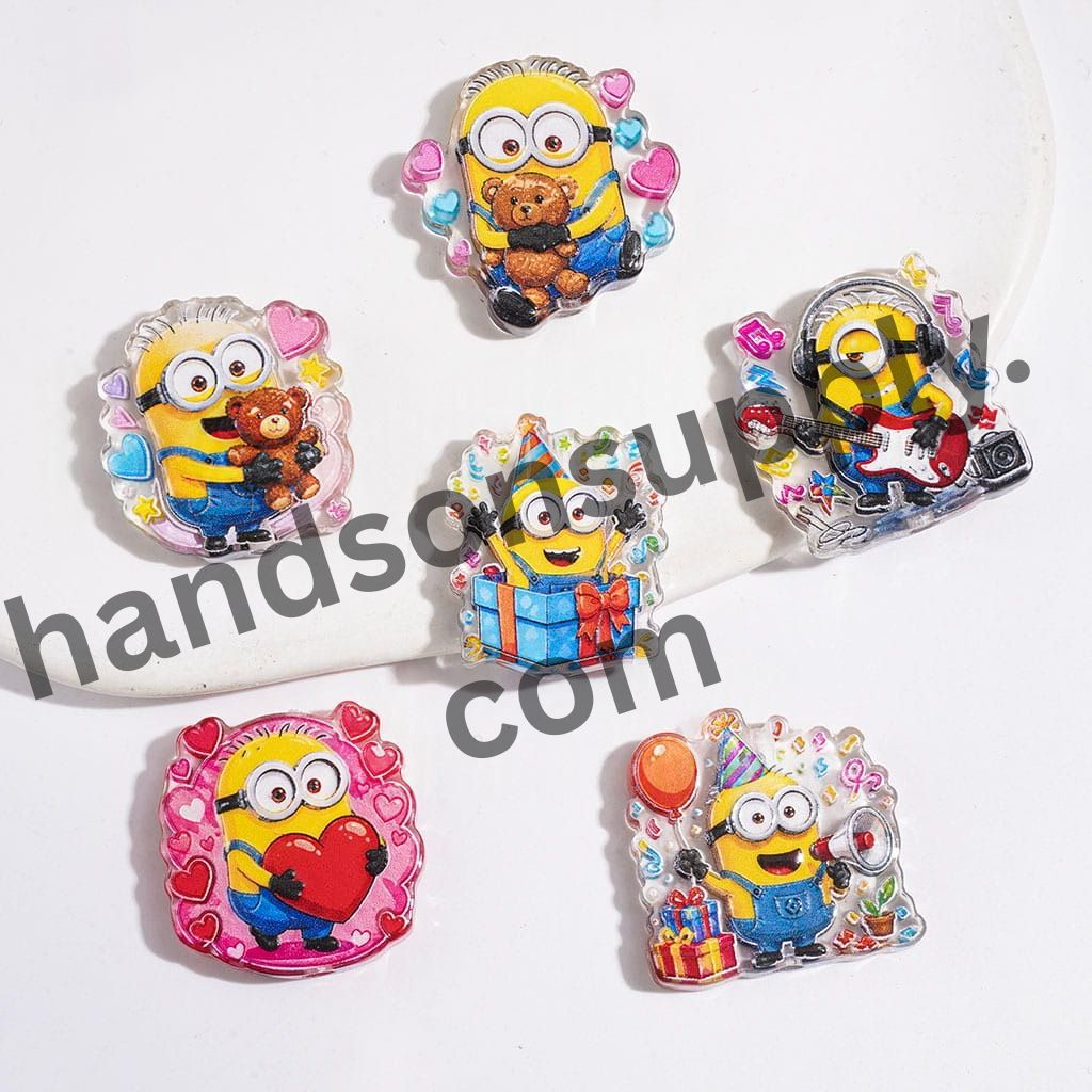 Cheerful Yellow Banana Character Series in Assorted Expressions Semi-Clear Acrylic Beads, Random Mix