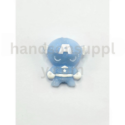 3D Captain Americ Marve Glittery Super Her Silicone Focal Beads