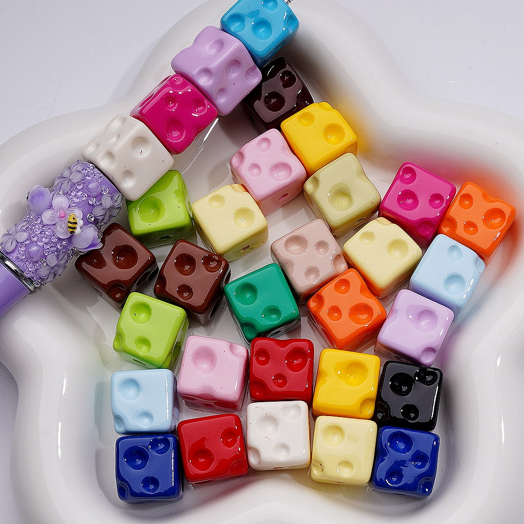 Cheese Cube Square Acrylic Beads Solid Color 14MM (Single Color is available for 200pcs Whole bag)