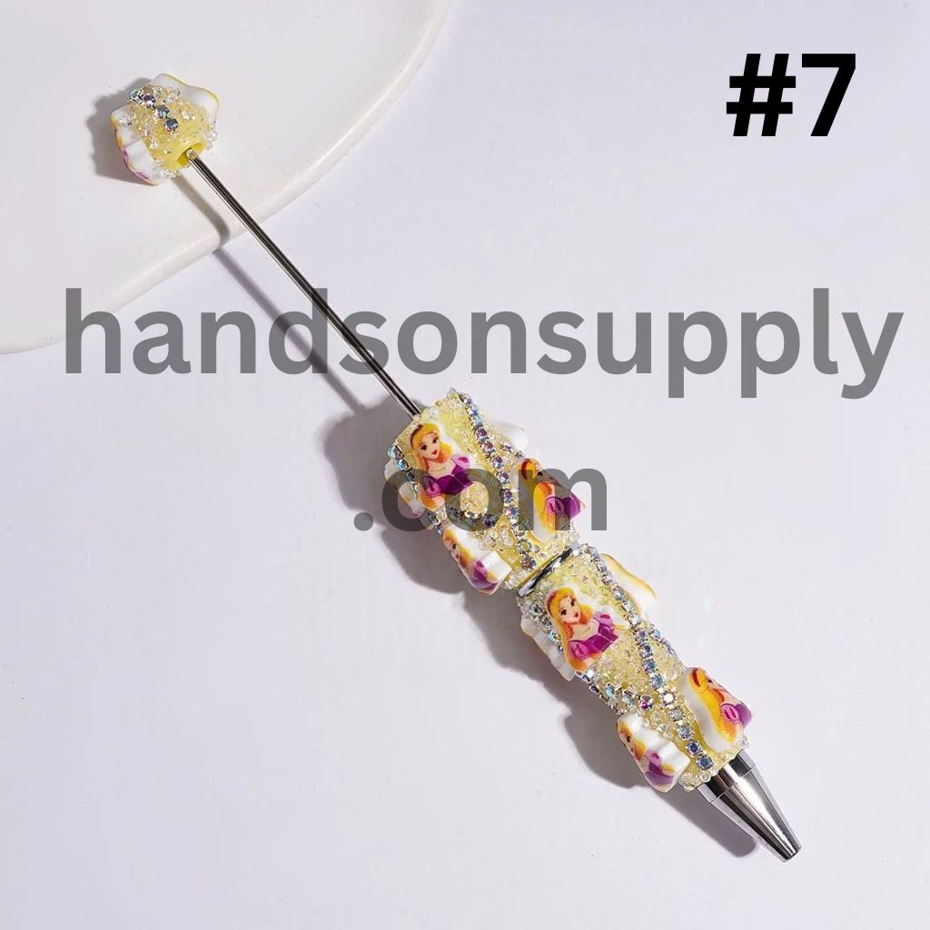 Classic Animated Princess Character series with Sparkling AB Rhinestone Chains & Clear Cone Rhinestones Accents Beadable Sugar Pens
