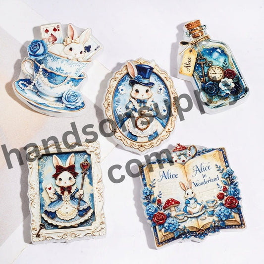 Whimsical Magician Rabbit with Magic Staff & Poker Card Design Acrylic Beads, Random Mix